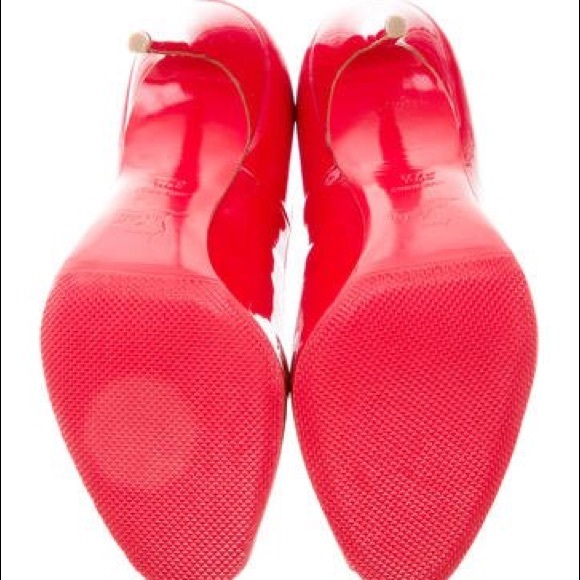 Christian Louboutin red peep toe stilettos - Picture 4 of 8